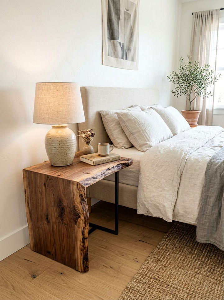 Raw Edge Nightstand - 30 natural bedroom ideas