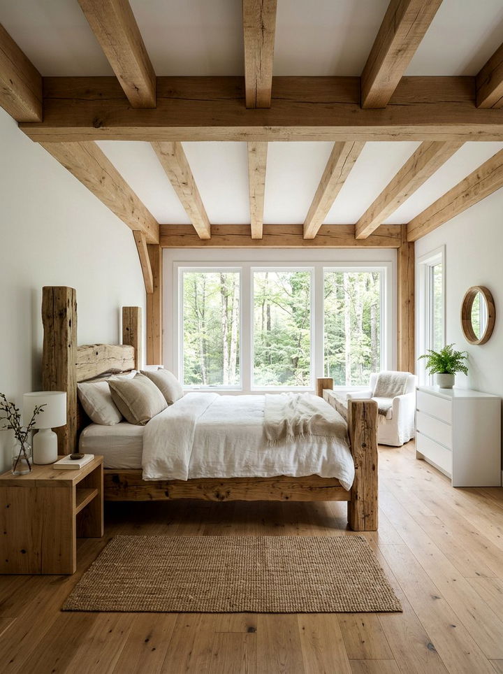 Raw Timber White Bedroom - 30 white and wood bedroom color combo