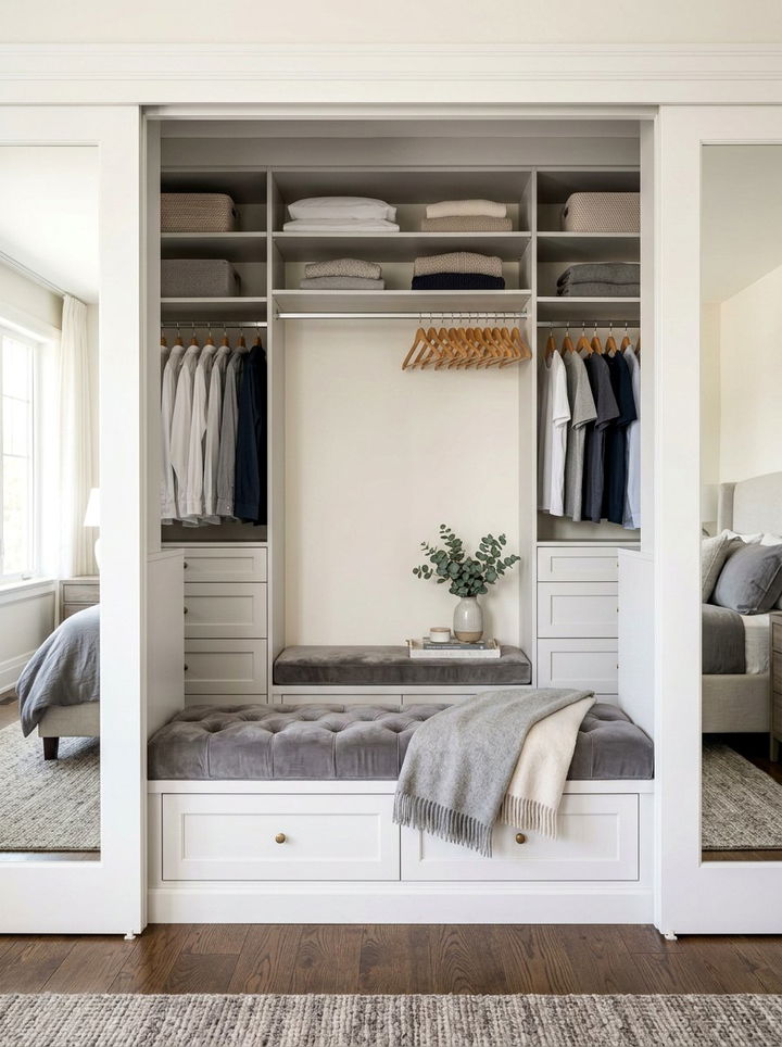 Reach In Closet Bench Seating - 30 bedroom reach-in closet ideas