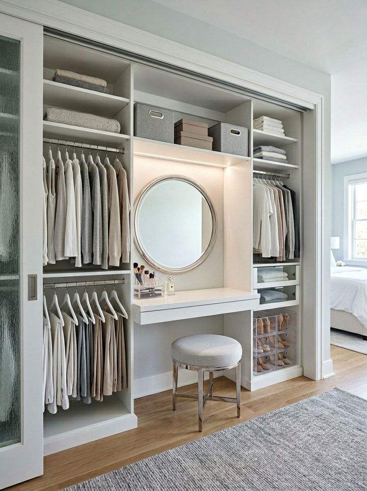 Reach In Closet Integrated Vanity - 30 bedroom reach-in closet ideas