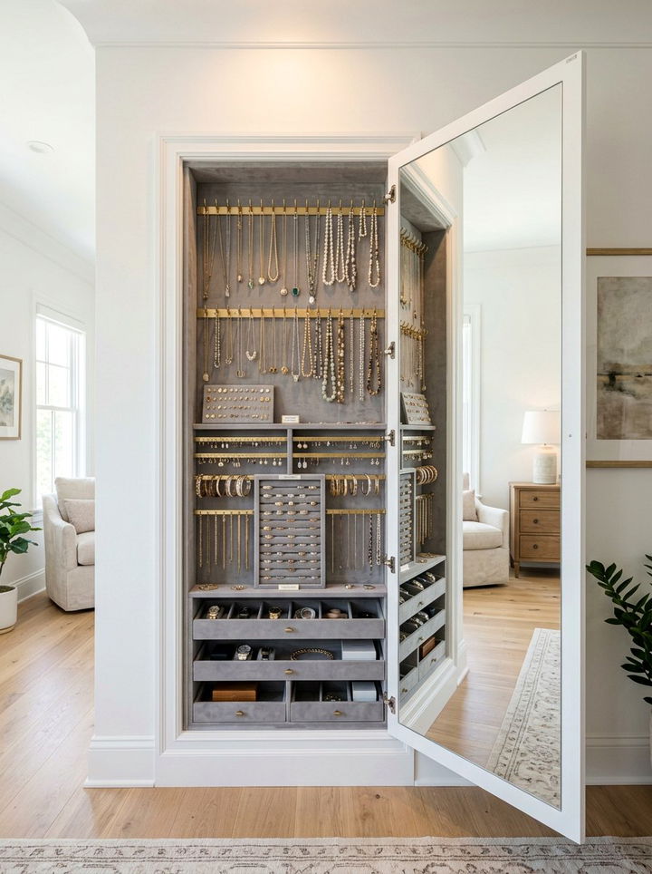 Recessed Jewelry Cabinet - 30 bedroom multi-functional ideas