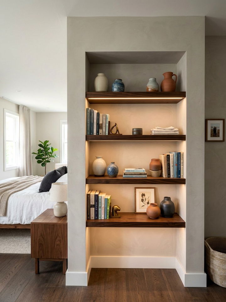 Recessed Shelving Alcove - 30 bedroom alcove ideas