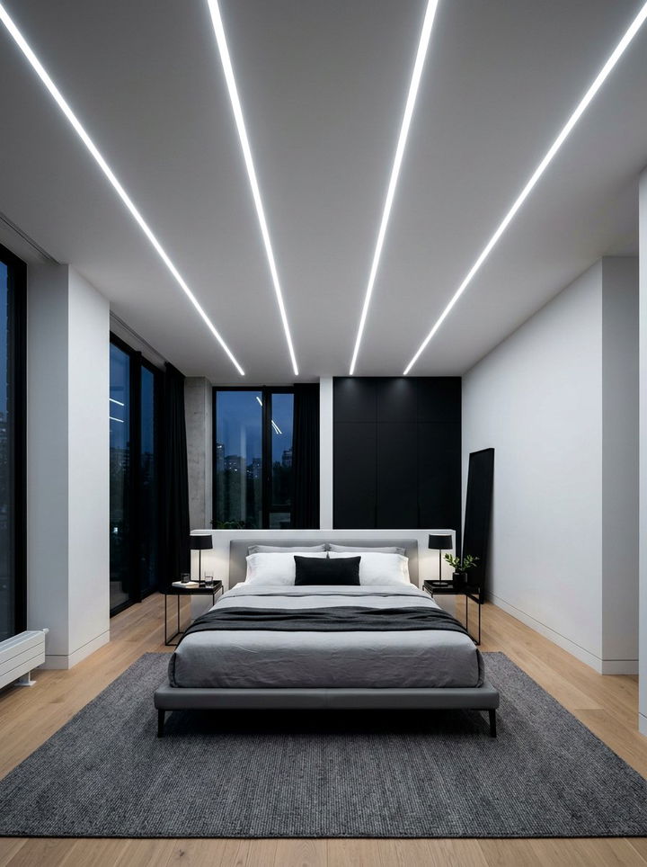 Recessed Strip Lighting - 30 bedroom false ceiling designs