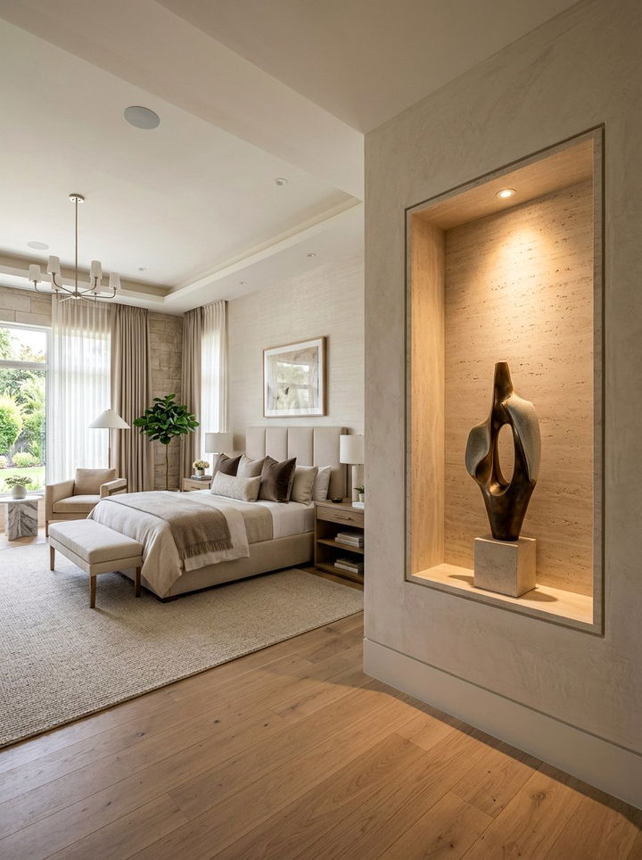 Recessed Wall Niche - 30 bedroom collection display ideas