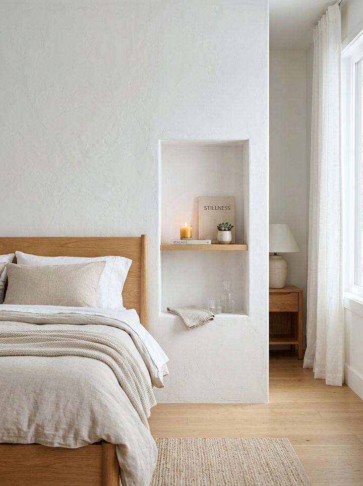 Recessed Wall Niche - 30 tiny bedroom ideas