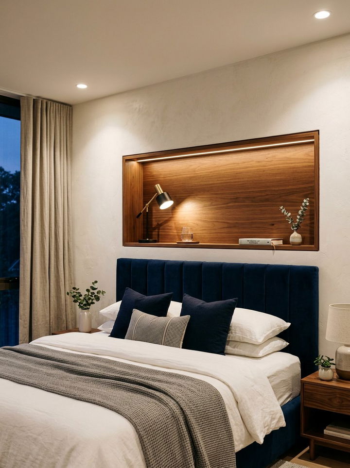 Recessed Wall Niche Storage - 30 bedroom overhead storage ideas