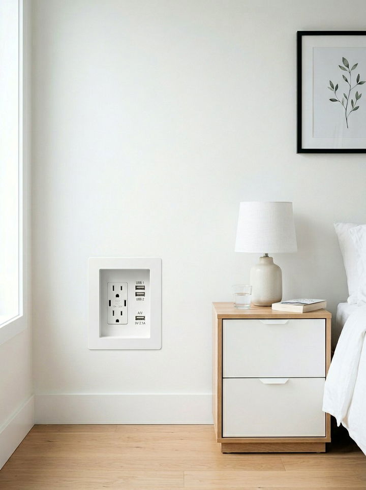 Recessed Wall Outlet USB - 30 bedroom charging stations