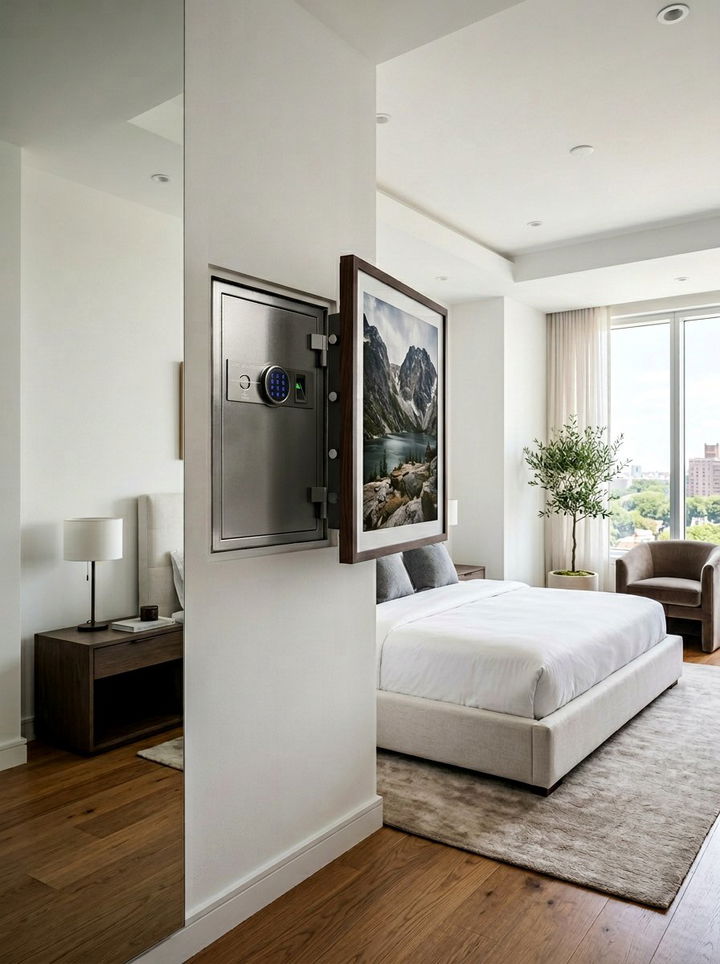 Recessed Wall Safe - 30 bedroom secret storage ideas