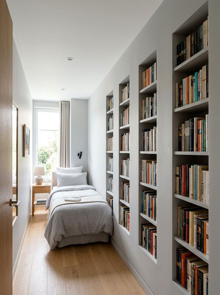 Recessed Wall Shelving - 30 bedroom wall shelving ideas