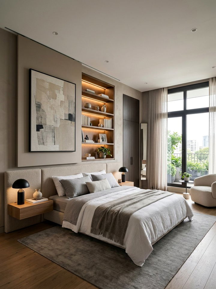 Recessed Wall Shelving - 30 bedroom hidden storage ideas