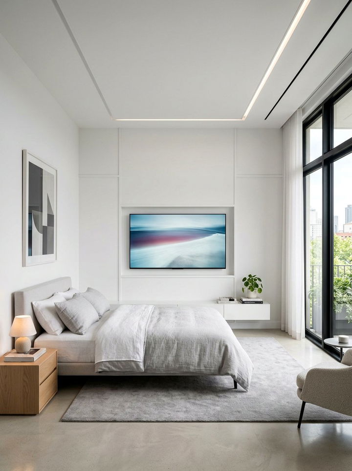 Recessed tv wall niche - 30 bedroom tv ideas