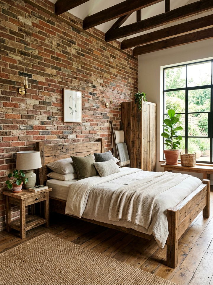 Reclaimed Brick Wall - 30 exposed brick bedroom ideas