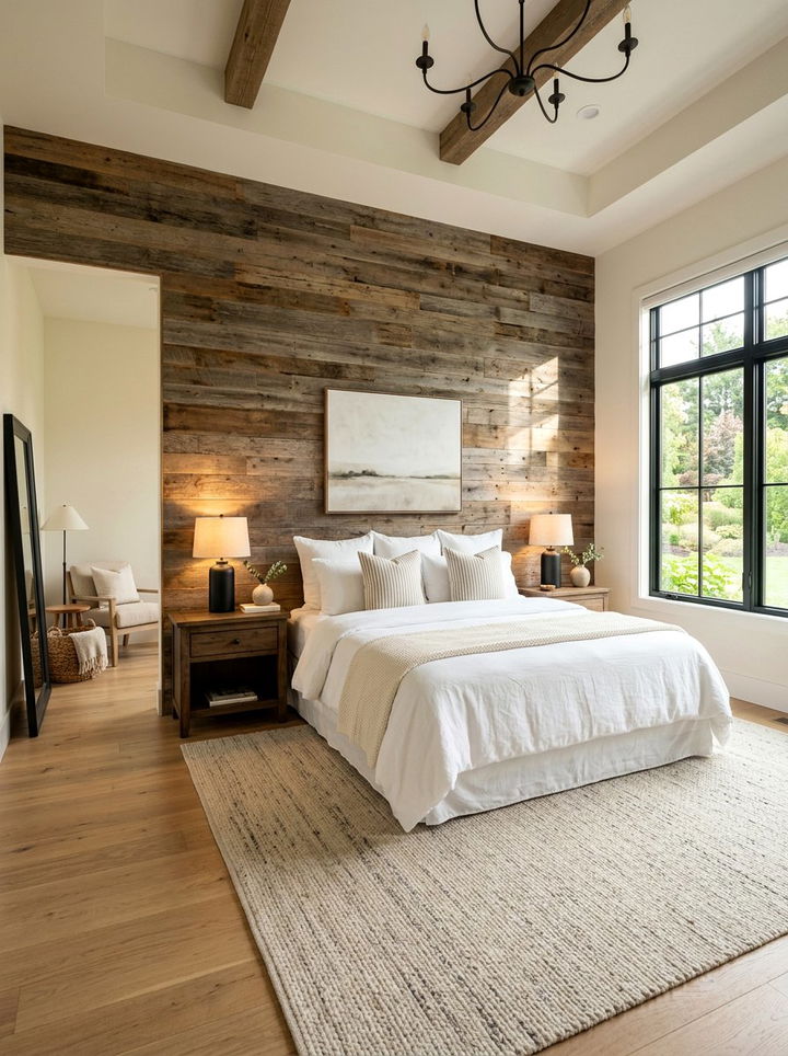 Reclaimed Wood Accent Wall - 30 rustic bedroom ideas
