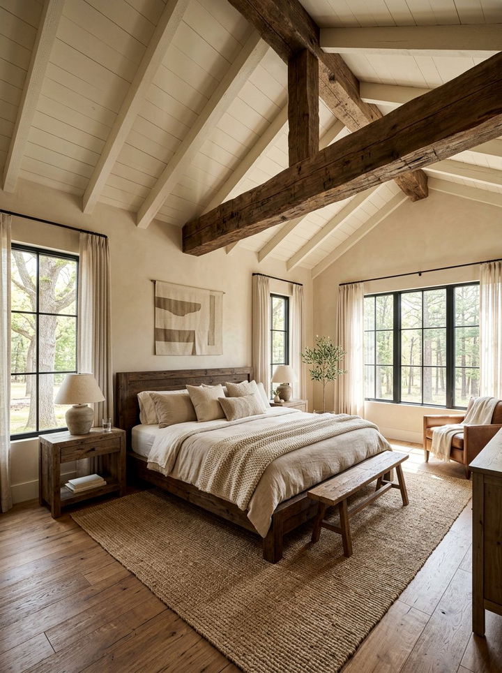Reclaimed Wood Beam - 30 character home bedroom ideas