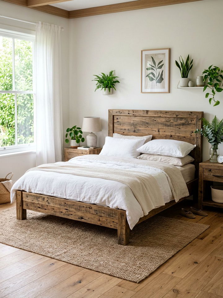 Reclaimed Wood Bed - 30 bohemian bedroom ideas