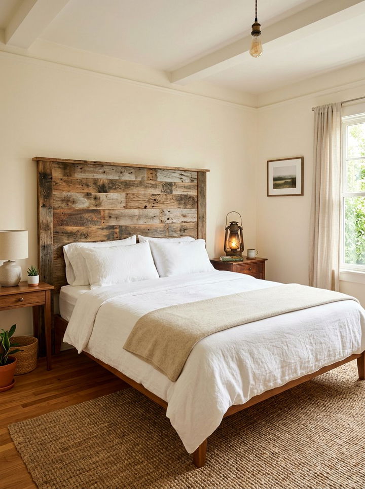 Reclaimed Wood Headboard Bedroom - 30 rustic cream bedroom ideas