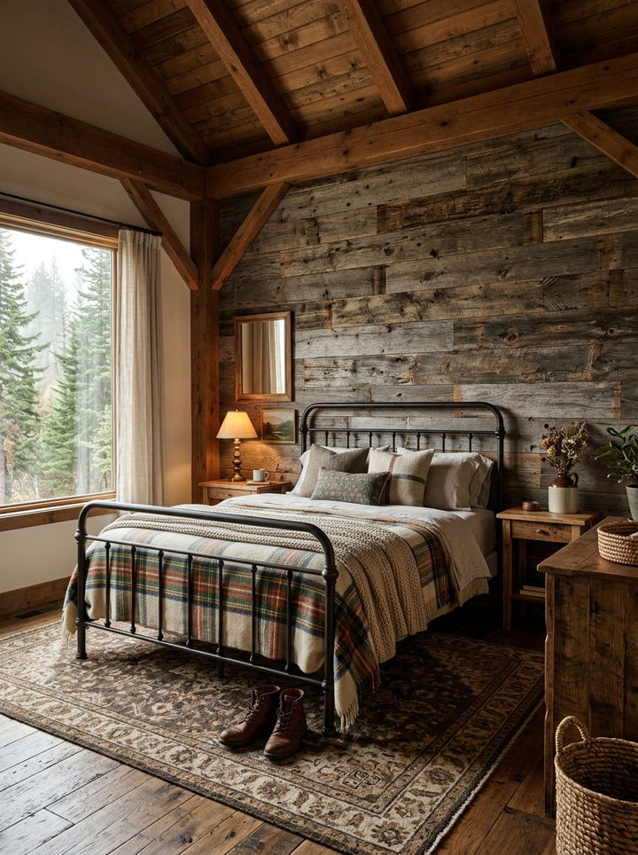 Reclaimed Wood Planks - 30 bedroom accent wall ideas