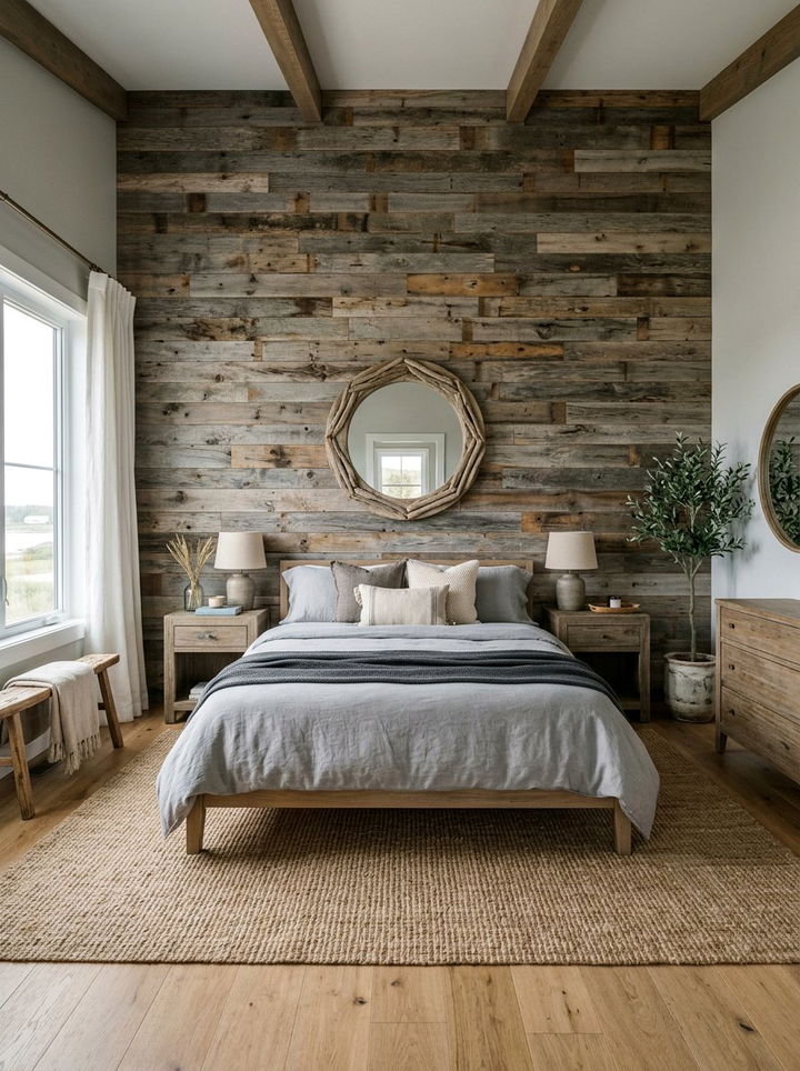 Reclaimed Wood Wall - 30 surfing bedroom ideas