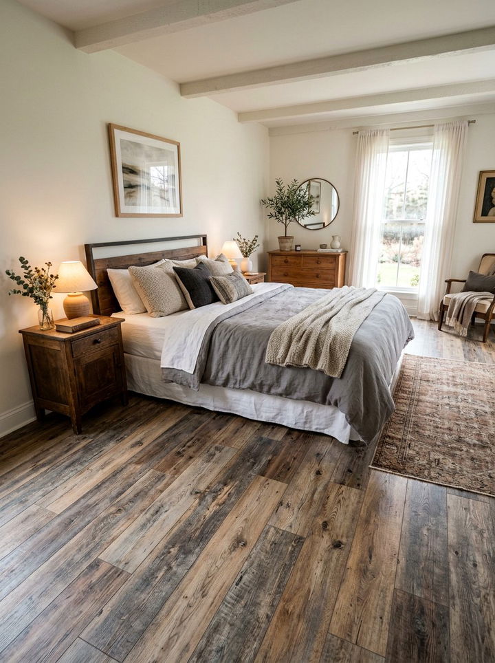 Reclaimed wood bedroom laminate - 30 bedroom laminate flooring ideas