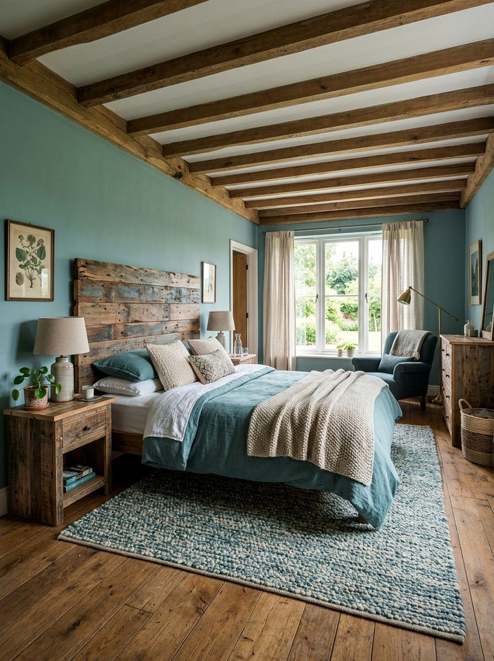 Reclaimed wood teal bedroom - 30 rustic teal bedroom ideas