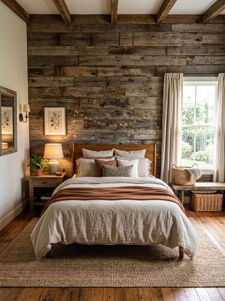 Reclaimed wood wall - 30 bedroom feature wall ideas