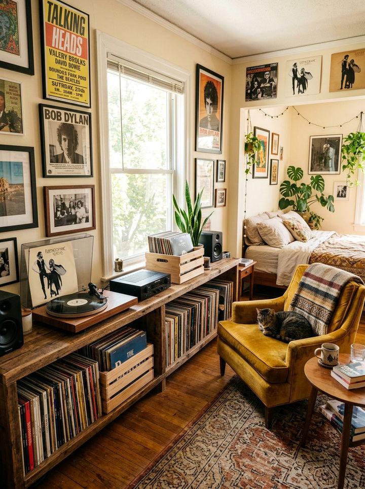 Record player bedroom - 30 retro bedroom ideas