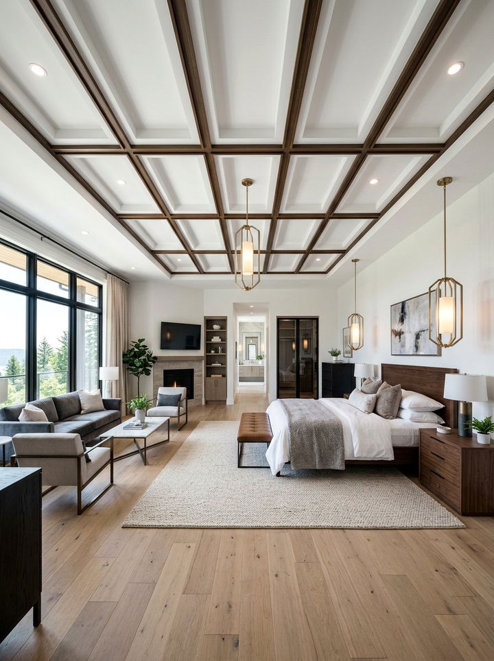 Rectangular Coffered Ceiling Master Suite - 30 bedroom coffered ceiling designs