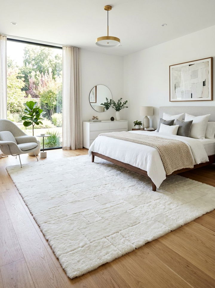Rectangular Sheepskin Rug - 30 sheepskin bedroom ideas