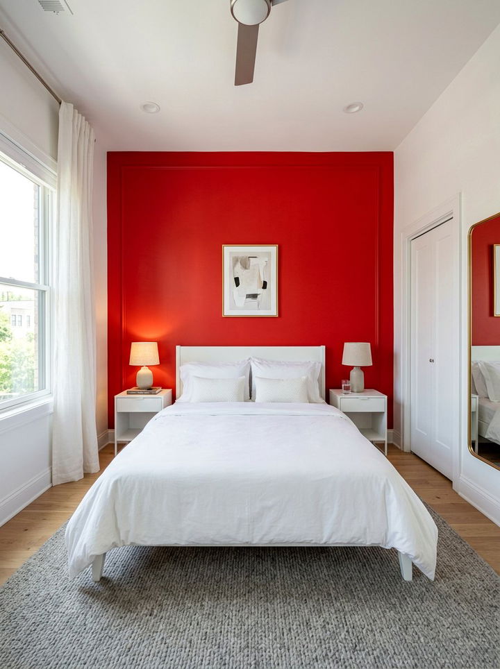 Red Accent Wall Bedroom - 30 red and white bedroom ideas