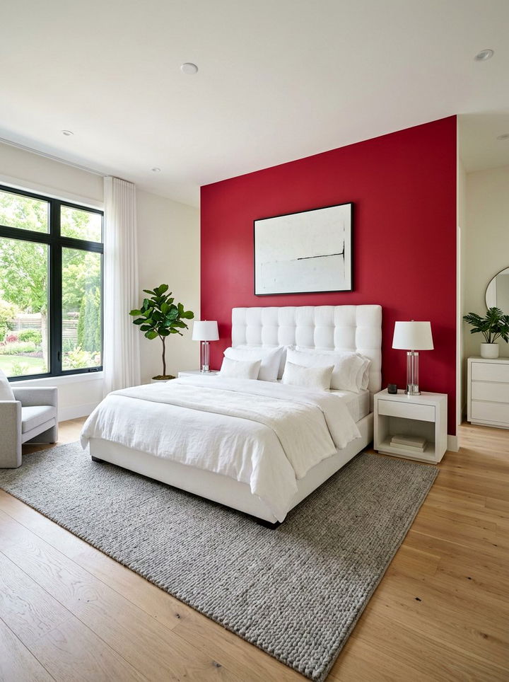 Red Accent Wall Bedroom - 30 red and white bedroom color combo