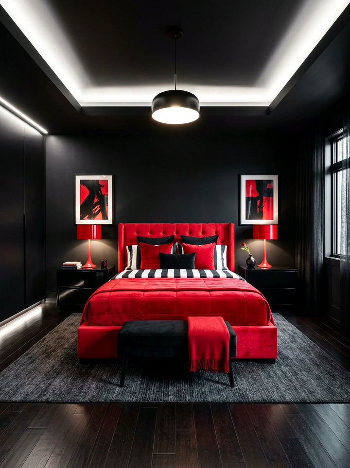Red And Black Bedroom - 30 red bedroom ideas
