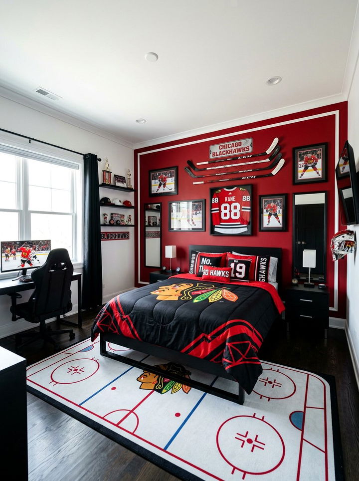 Red And Black Hockey Bedroom - 30 hockey bedroom ideas