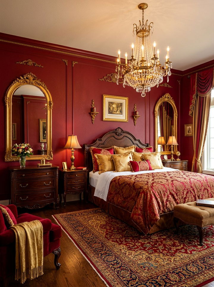 Red And Gold Bedroom - 30 red bedroom ideas