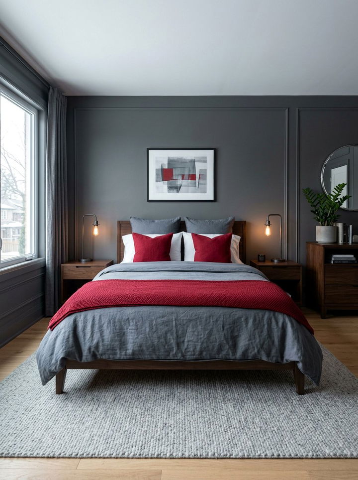 Red And Grey Bedroom - 30 red bedroom ideas