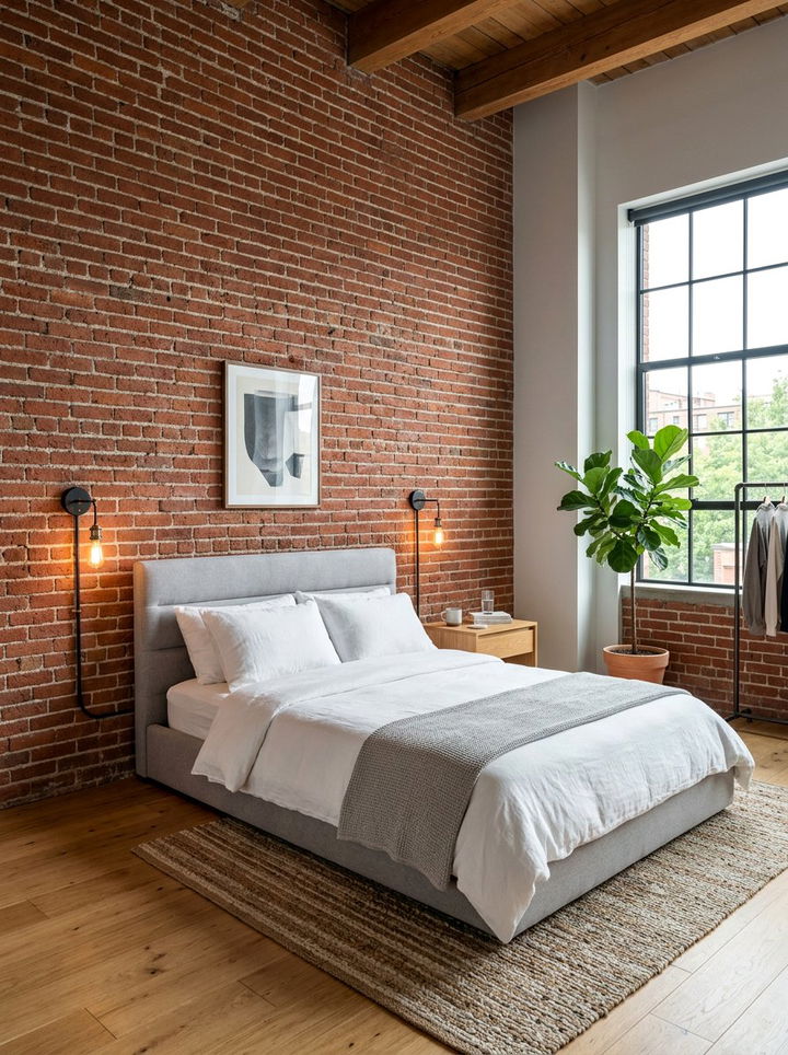 Red Brick Wall Bedroom - 30 red bedroom ideas