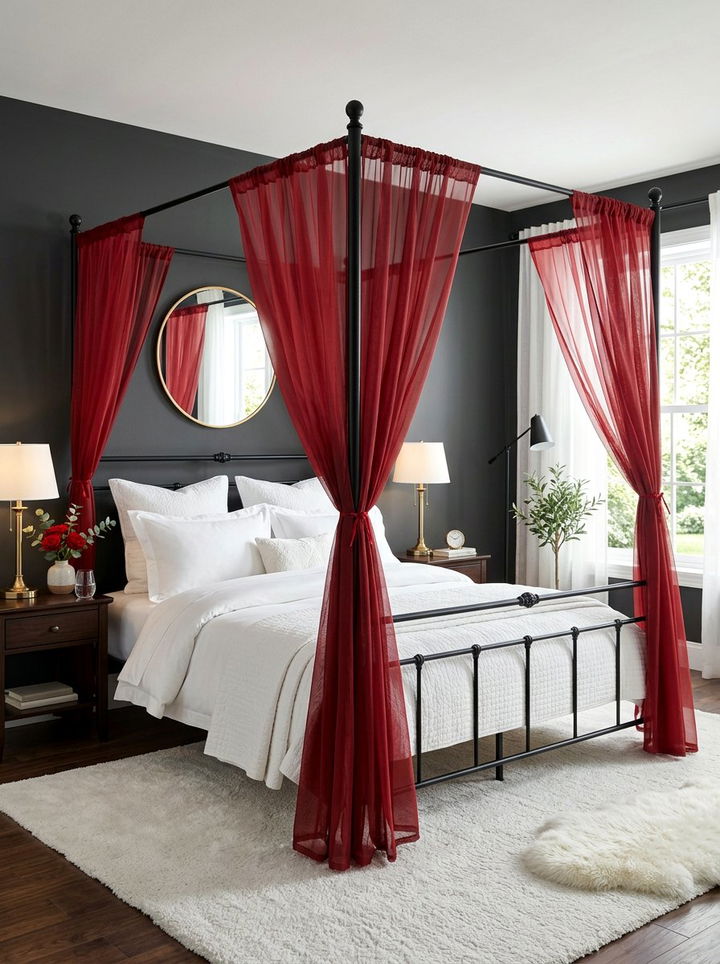 Red Canopy Bed Bedroom - 30 red bedroom ideas