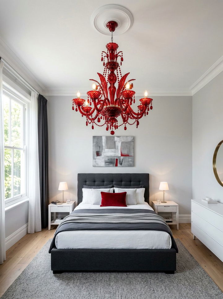 Red Chandelier Bedroom - 30 red bedroom ideas