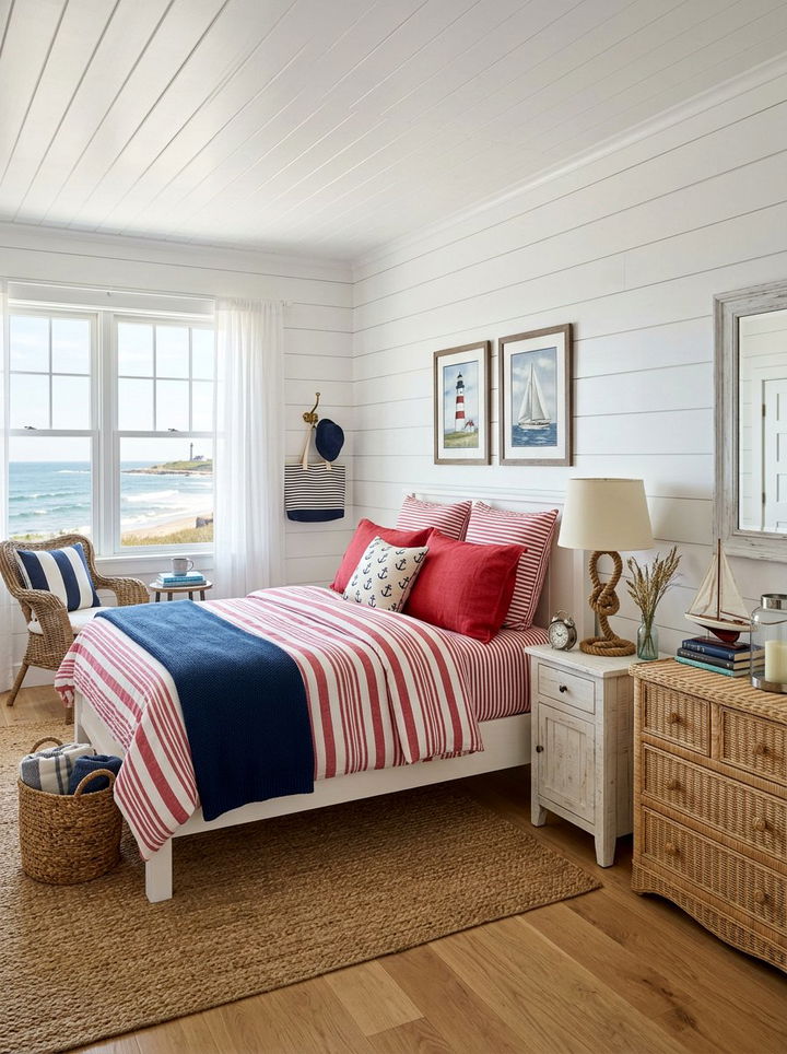 Red Coastal Bedroom - 30 red bedroom ideas