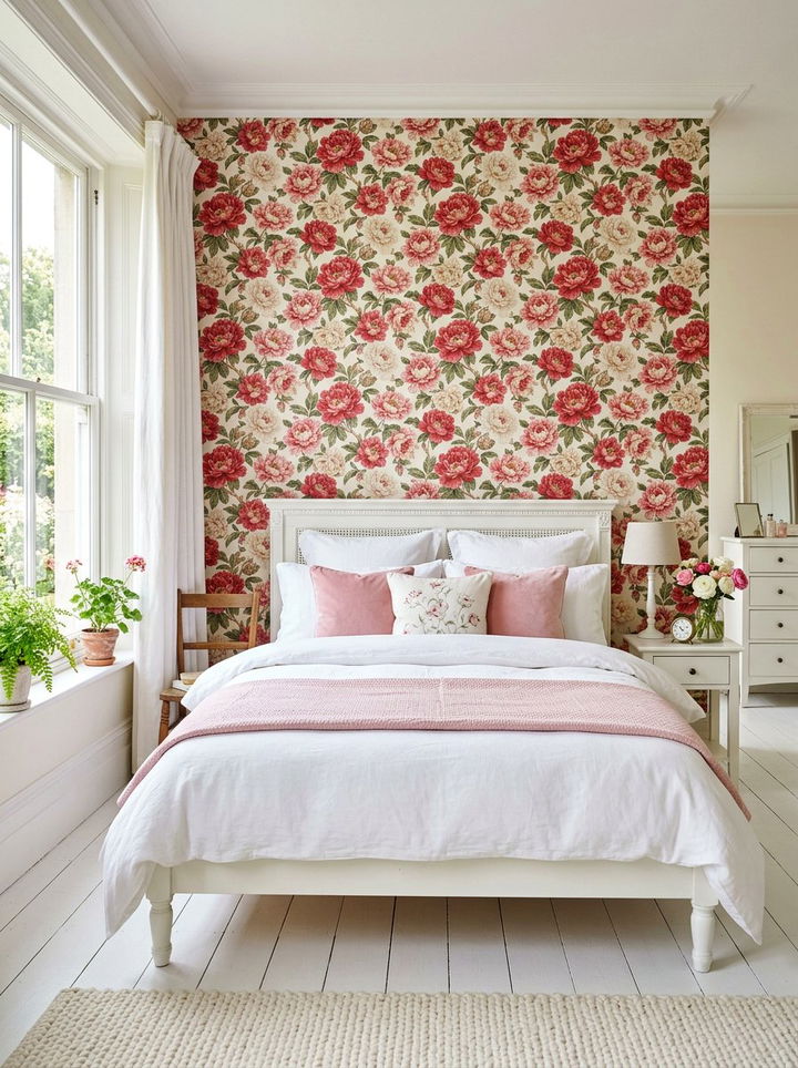Red Floral Wallpaper Bedroom - 30 red bedroom ideas