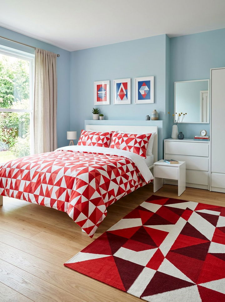 Red Geometric Patterns Bedroom - 30 red bedroom ideas