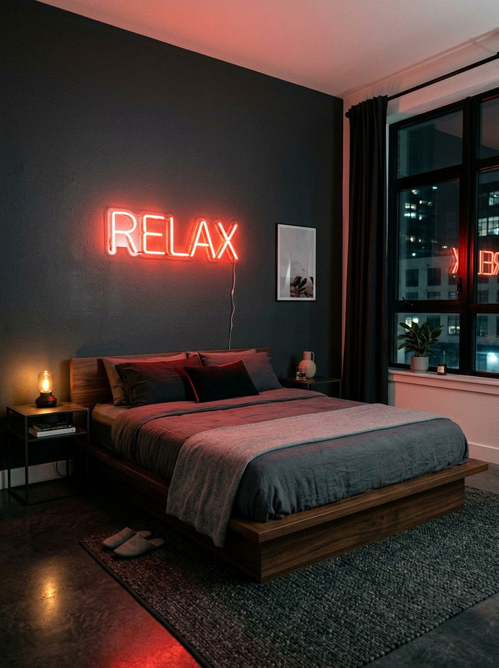 Red Neon Sign Bedroom - 30 red bedroom ideas