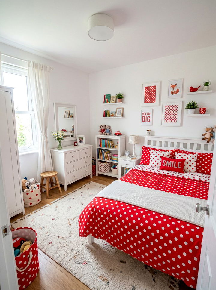 Red Polka Dot Bedroom - 30 red and white bedroom ideas