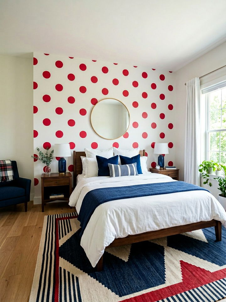 Red Polka Dot Wall - 30 bedroom polka dot walls