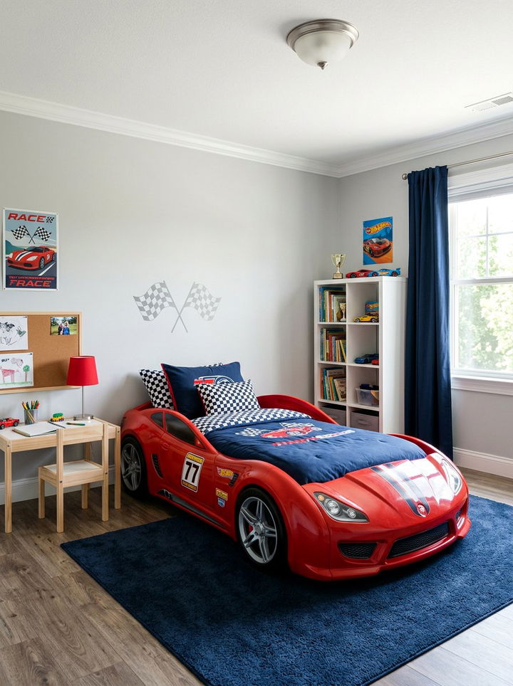 Red Race Car Bed - 30 race car bedroom ideas