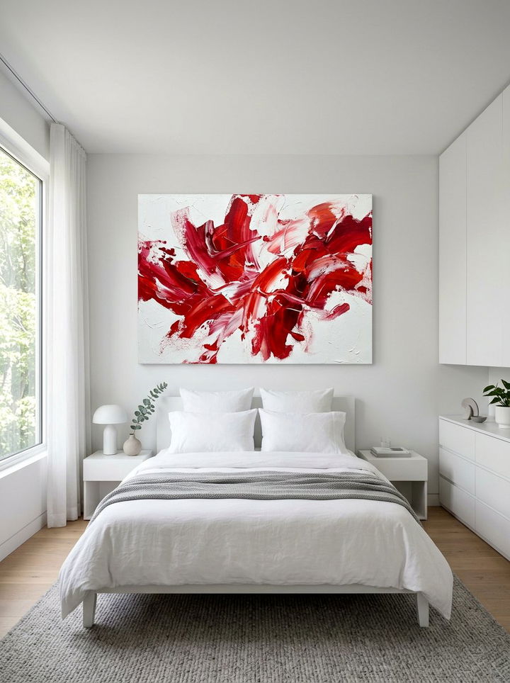 Red White Abstract Art - 30 red and white bedroom color combo