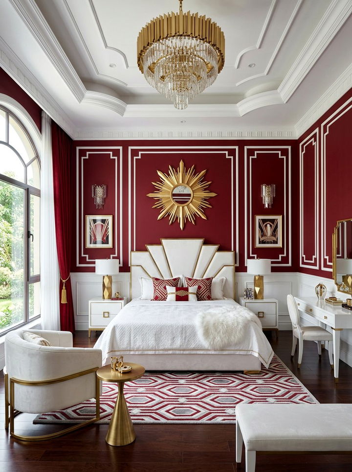 Red White Art Deco Bedroom - 30 red and white bedroom ideas