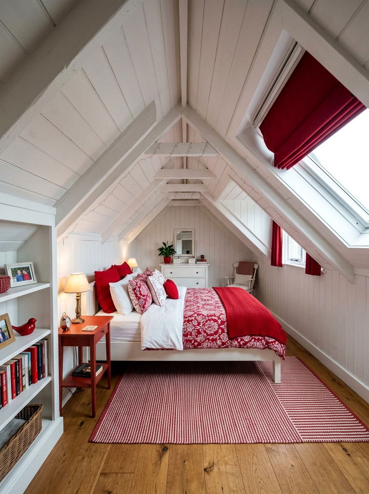 Red White Attic Bedroom - 30 red and white bedroom color combo