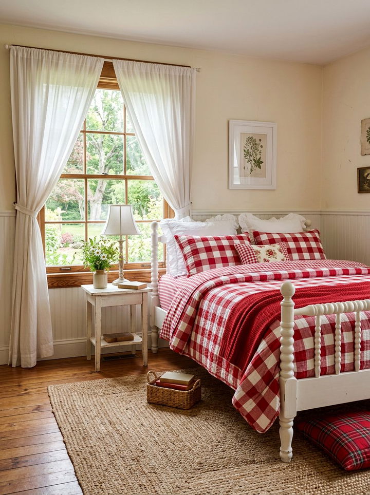 Red White Gingham Bedroom - 30 red and white bedroom color combo