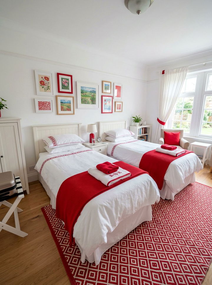 Red White Guest Room - 30 red and white bedroom color combo
