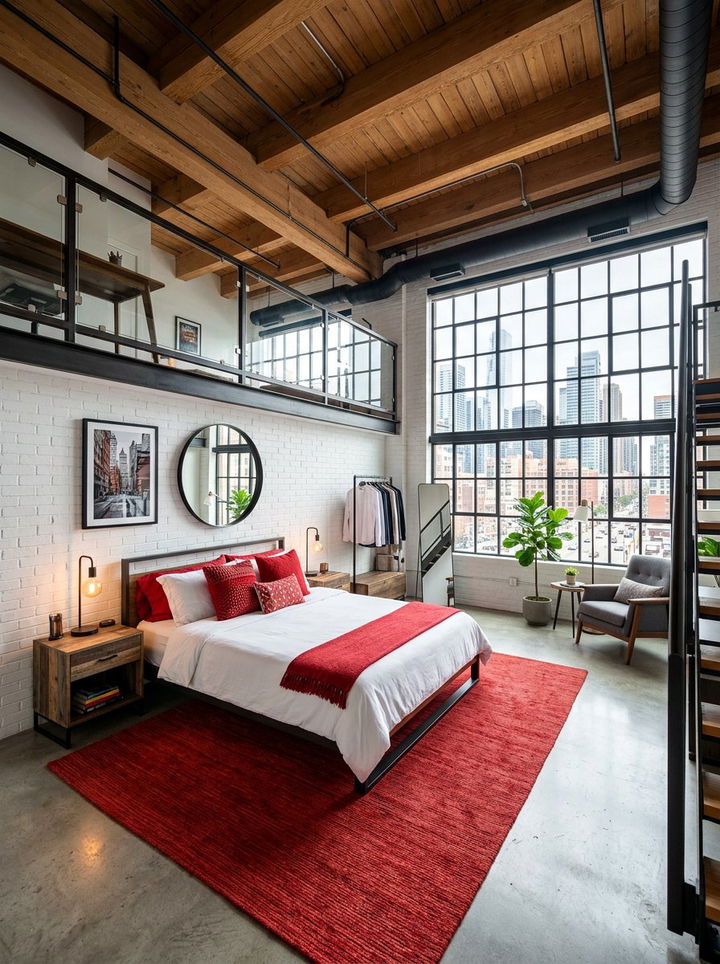 Red White Loft Bedroom - 30 red and white bedroom ideas